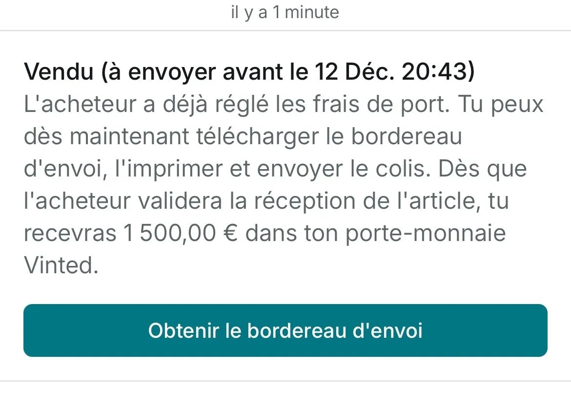 Preuve de vente